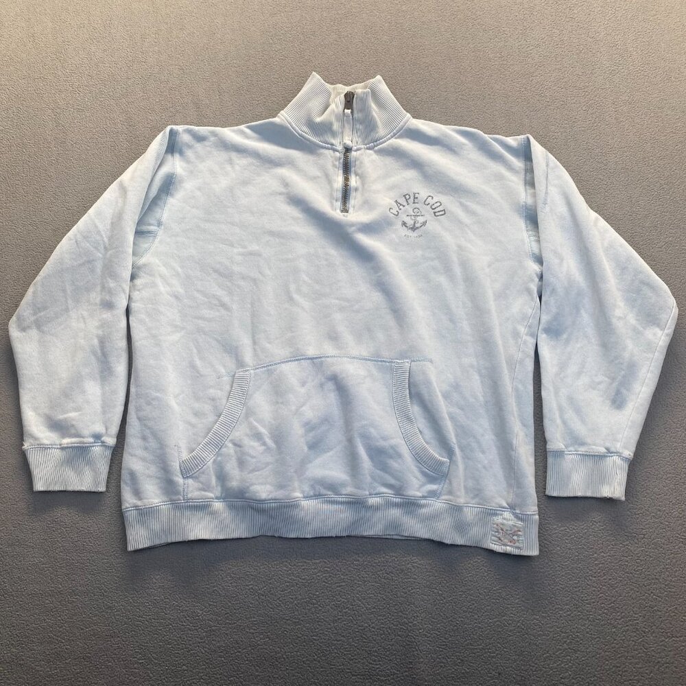Cuffy's Mens Size XL Sweatshirt 1/4 Zip Blue Retro‎ Sweater